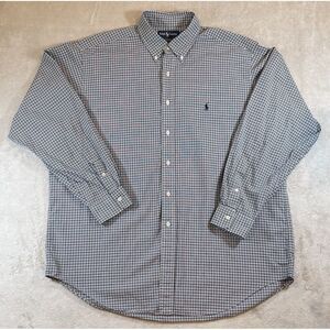 Ralph Lauren Yarmouth‎ Cotton 17-35 Black Check Long Sleeve Button Down Shirt